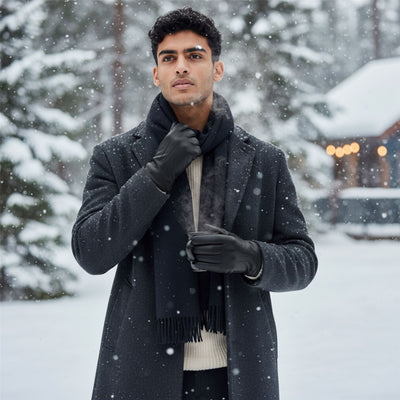 Men’s Italian Leather Warm Wool Lining Winter Gloves - M-LGV-305