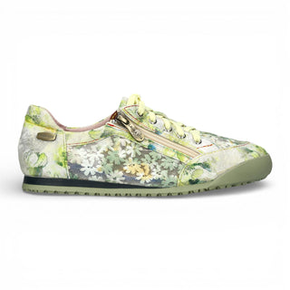 Laura Vita Women's Tivanao-05 Yellow Floral Leather Trainers Zip Sneaker Shoes