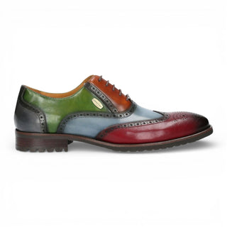 Lorenzo Conti Men's Black Burgundy Leather Brogue Oxford DressShoes - Antonin 01