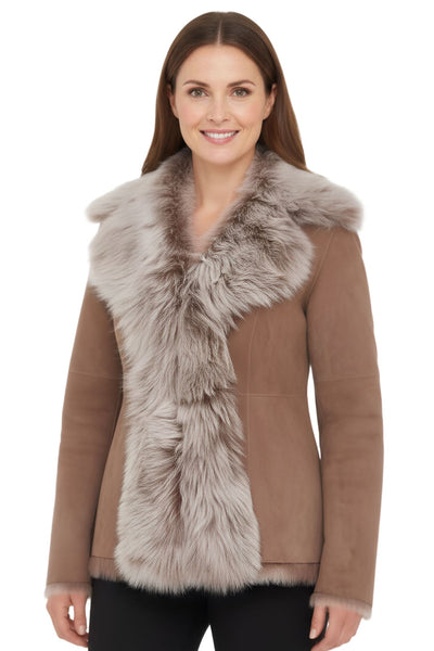 Women's Sheepskin Toscana Shearling Suede Leather Jacket - Noiré