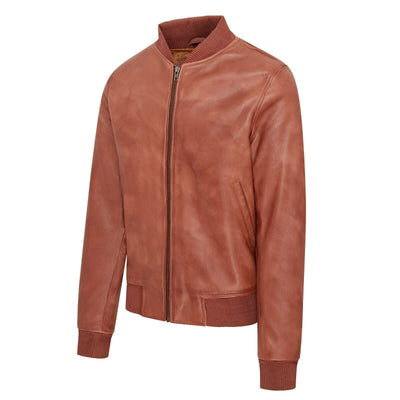 Mens Soft Leather MA-1 Varsity Bomber Jacket