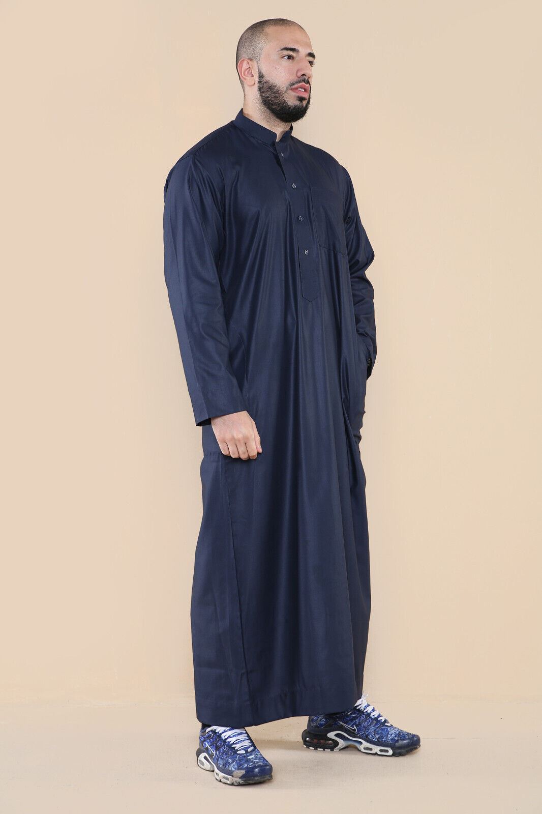 Mens Thobe Jubba Saudi Islamic Arabic Eid Cotton Kaftan Jubbah Umrah Robe