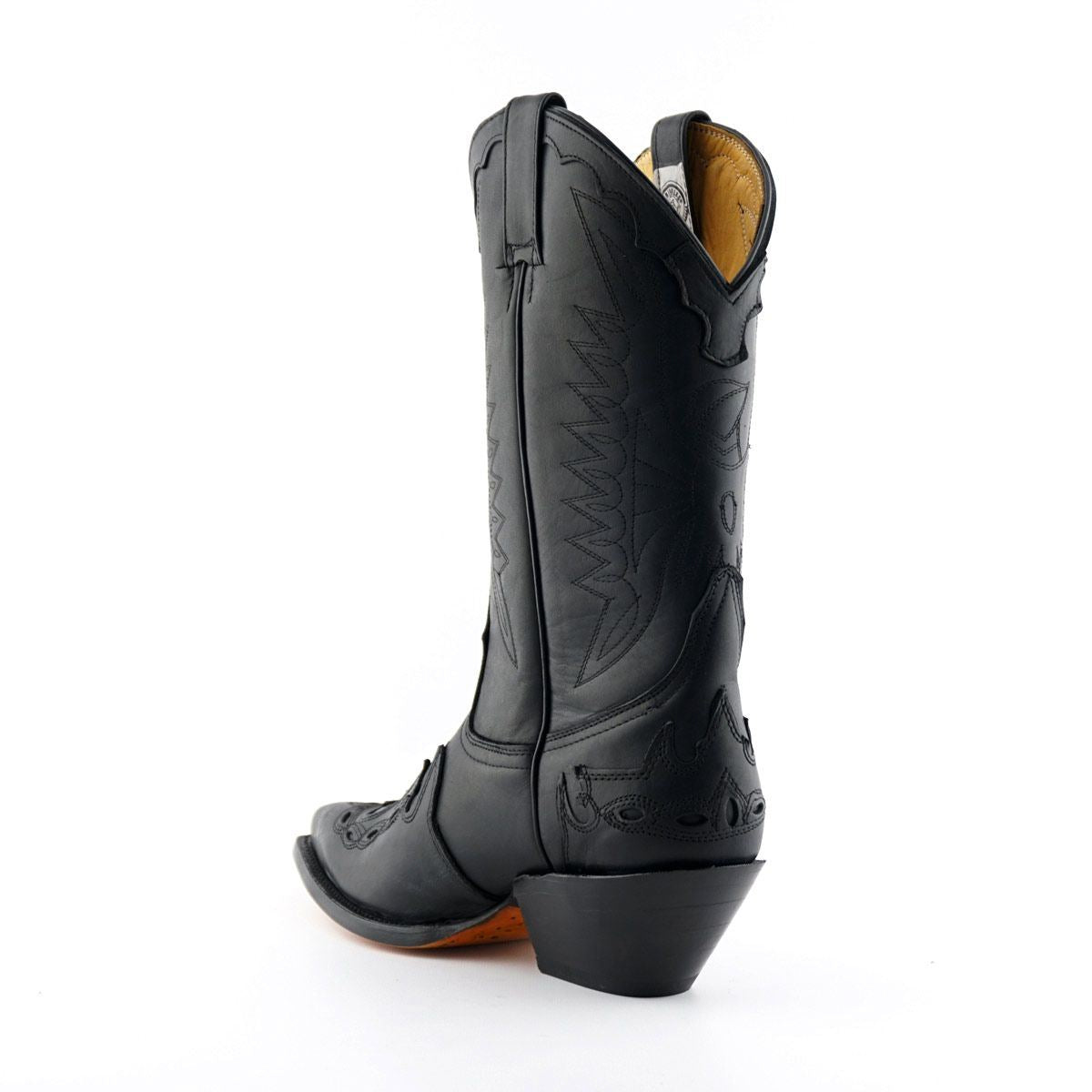 Grinders Unisex Black Leather Cowboy Boots-Arizona HI