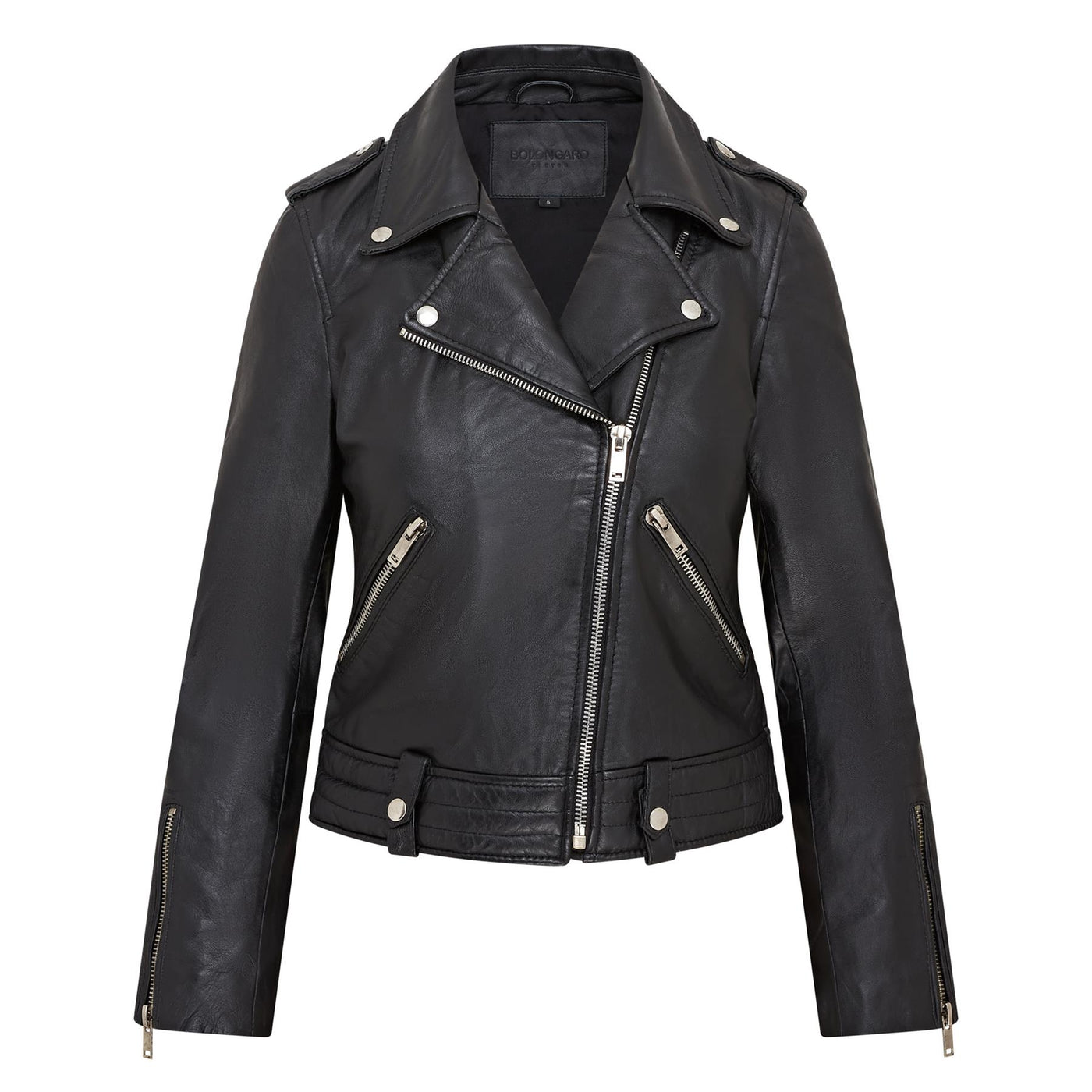 Womens Black Leather Brando Jacket - Chennai