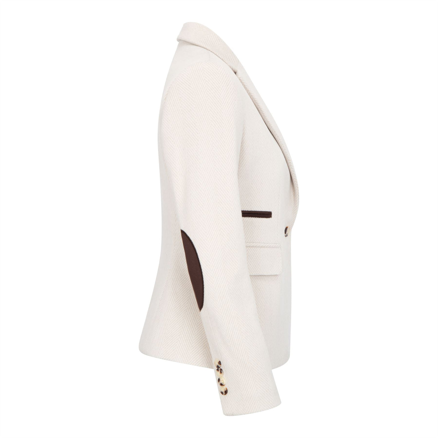 Women's Cream Tailored Fit Wool Blend Tweed Blazer