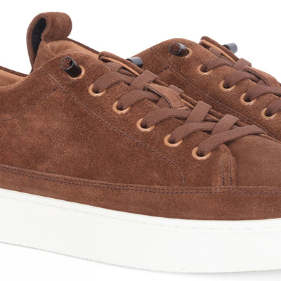 Justin Reess Mens Brown Suede Leather Trainers Sneakers - Josh