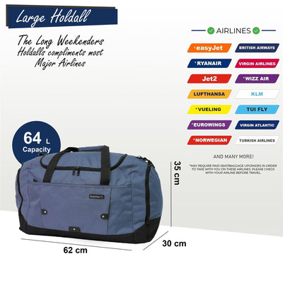 Extra Large Duffel Weekend Holdall Carry-On Cabin Bag Gym Sports Travel Bag