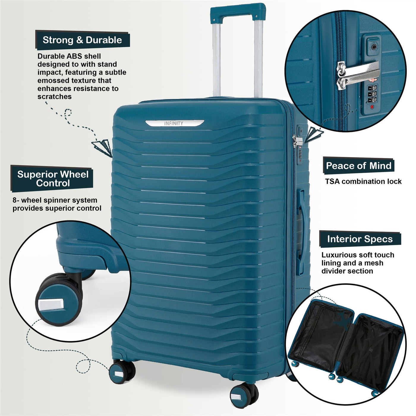 Hard Shell Suitcase Cabin TSA Luggage Travel Set