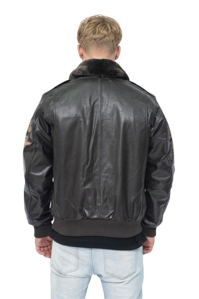 Mens Leather US Air Force Bomber Jacket-Wellington