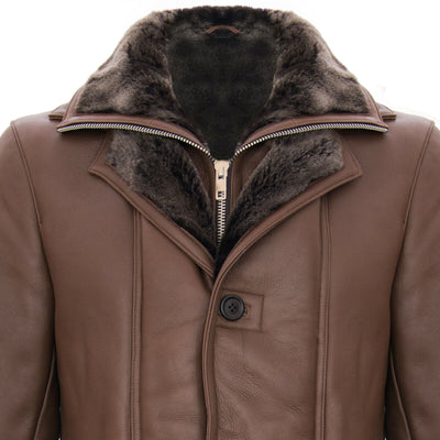 Mens Warm Shearling Sheepskin Leather Coat-Florence