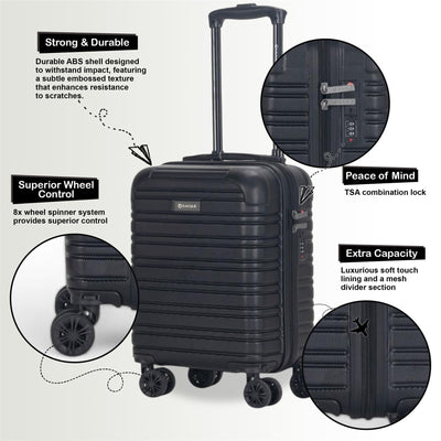 ABS Hardshell Underseat Cabin Suitcase 45 x 30 x 20 cm Luggage Suitable for Wizz Air