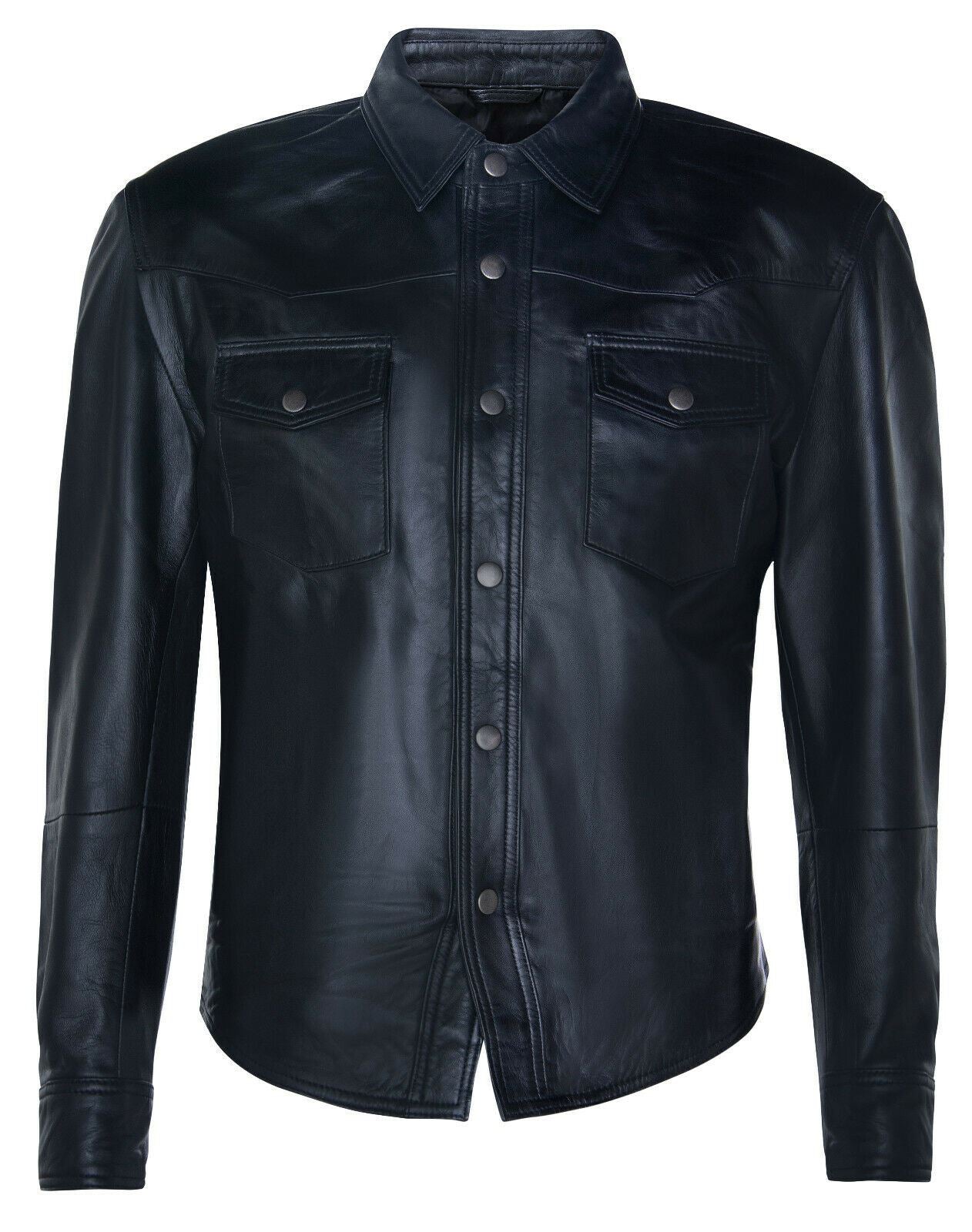 Mens Retro Leather Shirt Jeans Jacket-Beijing