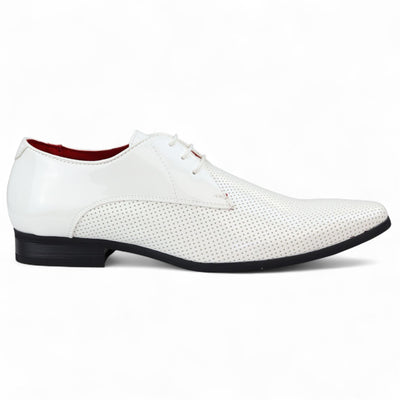 Men’s Pointed Toe Formal Lace Up Perforated Shoes