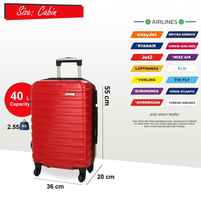 Robust Lightweight Hard shell Cabin Suitcase 4 Wheel Luggage