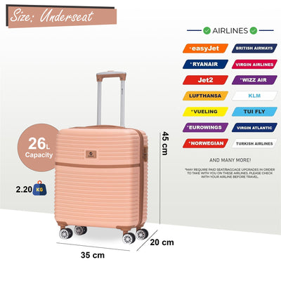 ABS Hardshell Underseat Cabin Suitcase 45 x 35 x 20 cm Luggage Suitable for Easyjet
