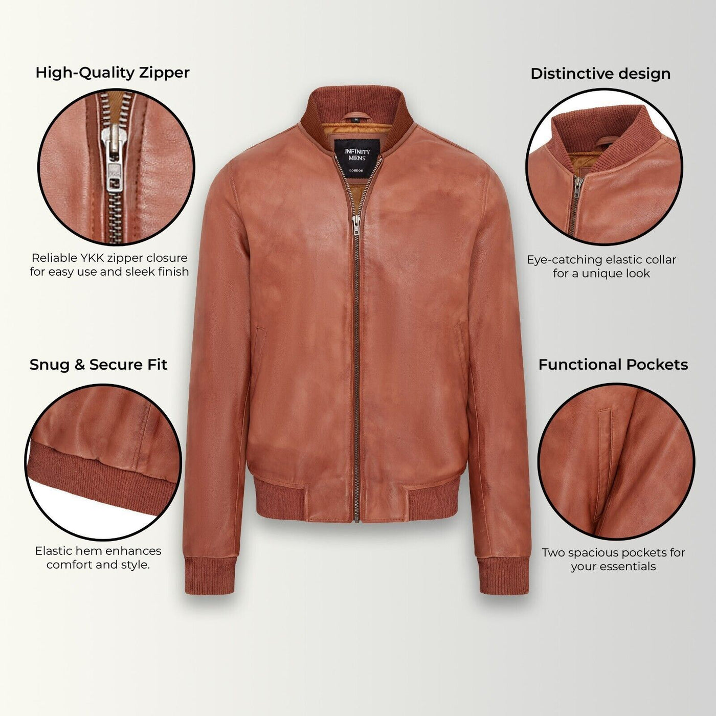 Mens Soft Leather MA-1 Varsity Bomber Jacket