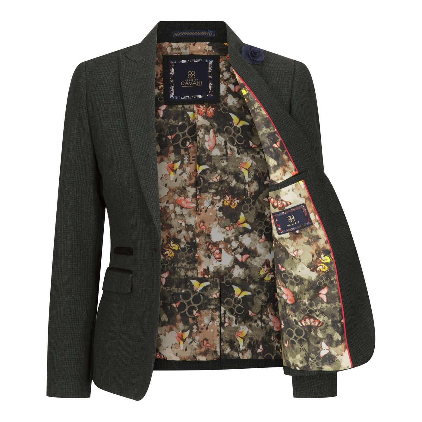 Women's Tweed Green Check Blazer Wool Classic Jacket