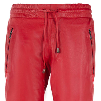 Mens  Leather Jogging Bottoms-Boston