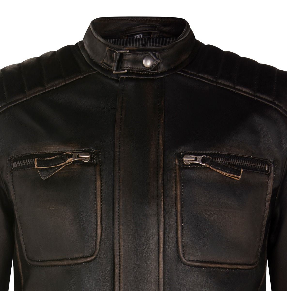 Herren Vintage Leder Retro Bikerjacke - Milan 