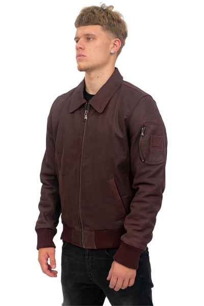 Mens A2 Cowhide Leather Bomber Jacket-Oslo