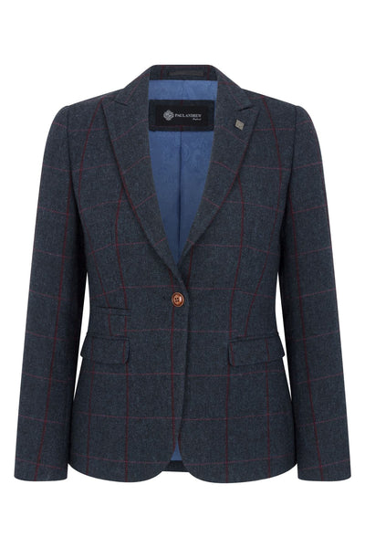 Women's Navy Tweed Tailored Fit Formal Blazer
