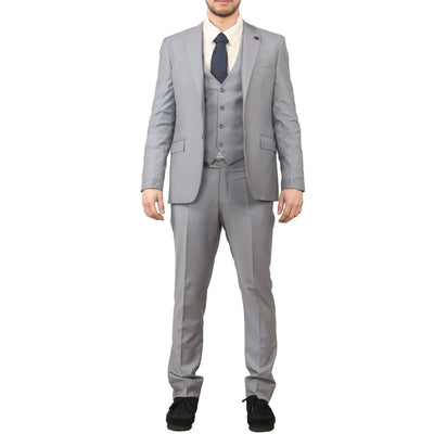 Men's Grey 3 Piece Formal Classic Prom Suit Workwear