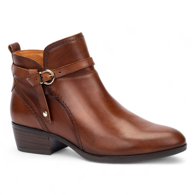 Pikolinos Women’s Cuero Brown Leather Ankle Bootie Zip Heel Boots - Daroca