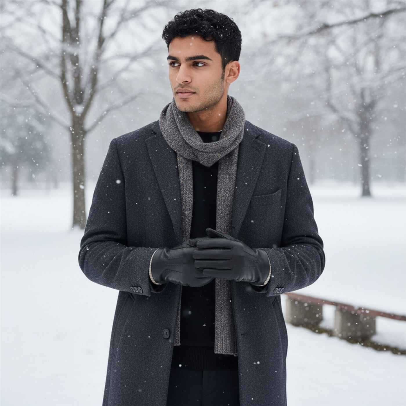 Men’s Italian Leather Warm Wool Lining Winter Gloves - M-LGV-405