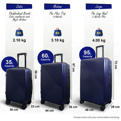 Hardshell Suitcase Set Robust 8 Wheel Luggage Cabin Case Bag