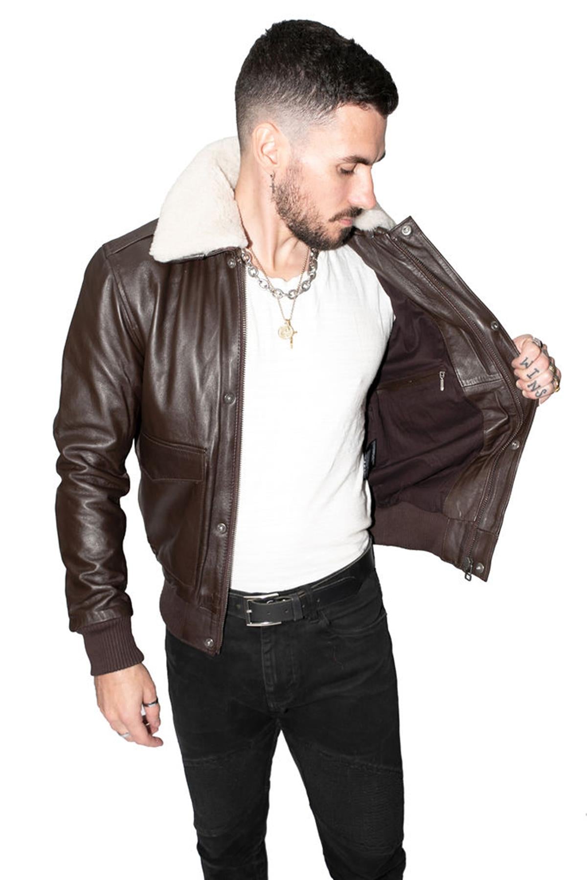 Mens Air Force A2 Cowhide Bomber Jacket-Montreal