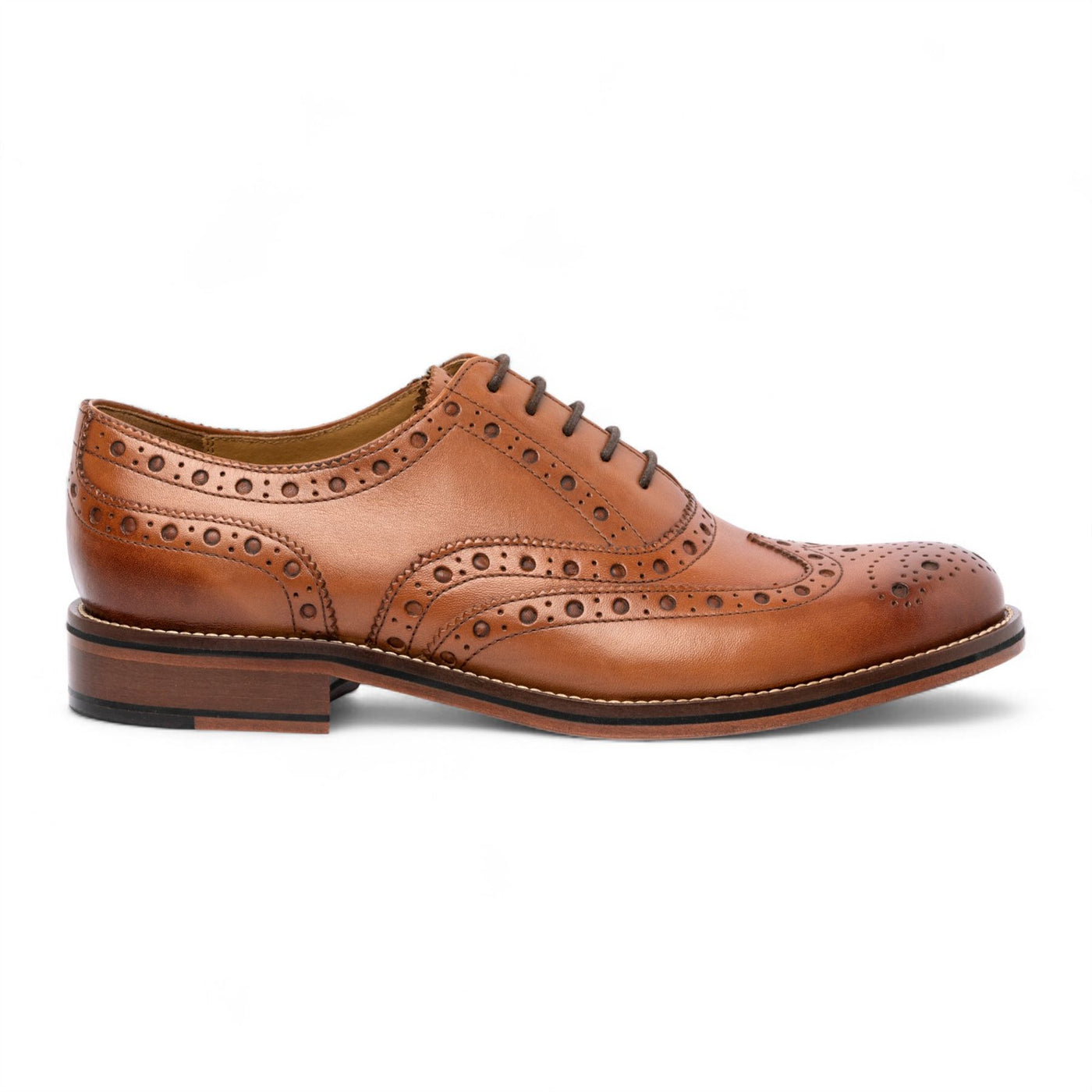 Chapman & Moore Men's Tan Brown Leather Wingtip Brogue Oxford Office Shoes