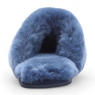 Women's Sheepskin Slippers Navy Warm Winter Fur Mule - Aurora