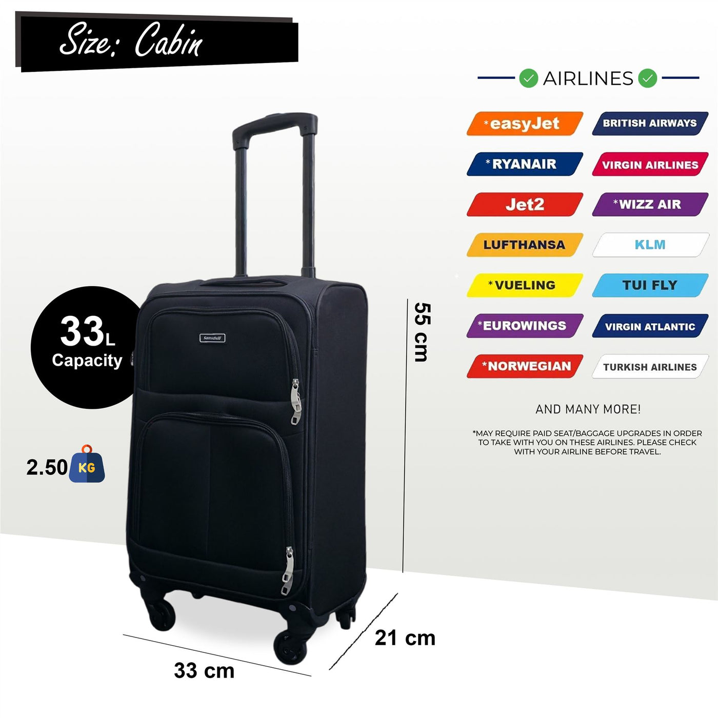 Expandable Soft Shell 4 Wheel Luggage Travel Cabin Suitcase Set Holiday Bags