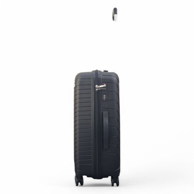 Robust PP Hard Shell Black 8 Wheels Luggage Travel Holiday Cabin Suitcase Set