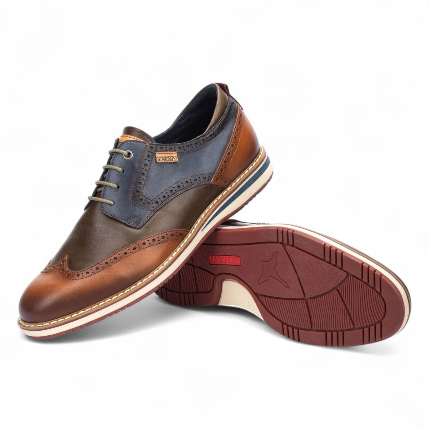 Pikolinos Men’s Brandy Brown Leather Brogue Lace-Up Oxford Shoes - Avila