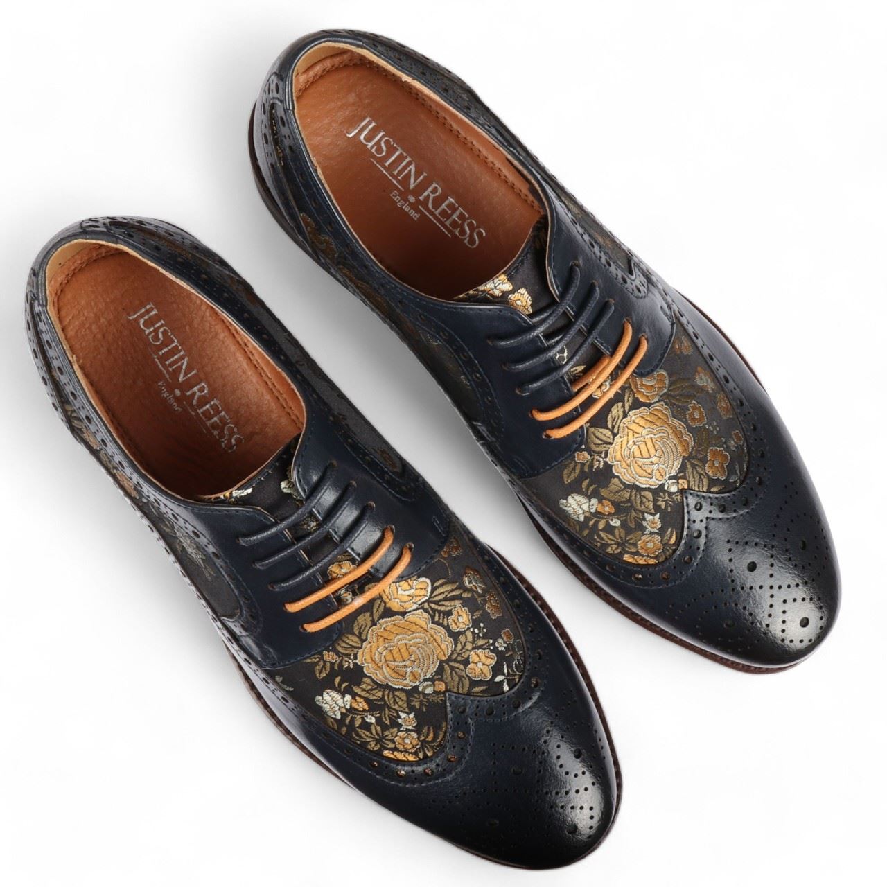 Justin Reess Men's Leather Floral Brogue Shoes - Ross