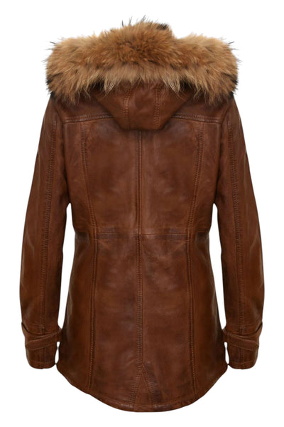 Parka da donna in pelle con cappuccio-Putian
