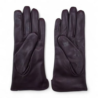 Womens Italian Leather Winter Stitch Line Design Soft Wool Lining Gloves - L-GLV-301