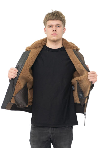 Mens Antique Sheepskin Bomber Jacket-Hounslow