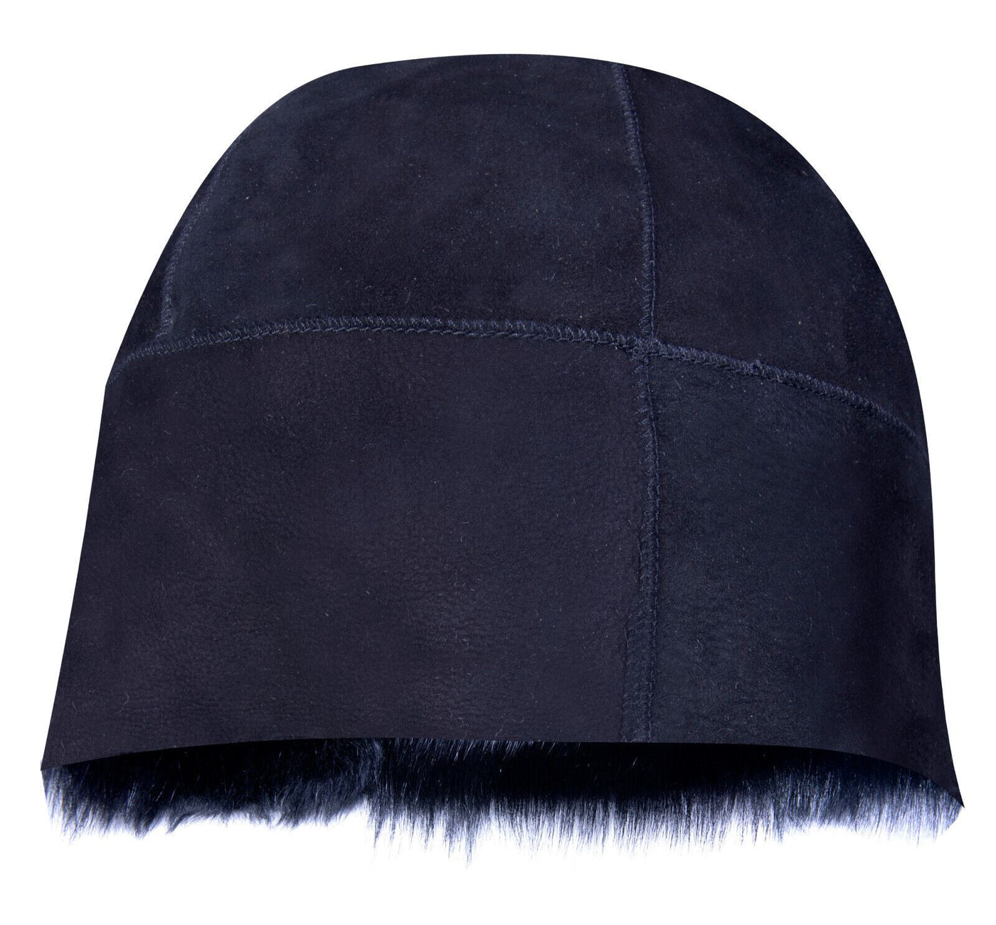 BLACK 100% Sheepskin Shearling Leather Toscana Fur Beanie Round Bucket Hat