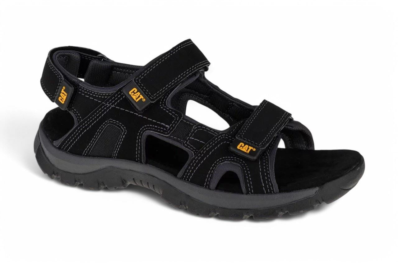 Caterpillar Men's Black Leather Giles Trekking Sandals