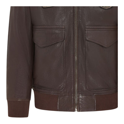 Men's Leather Bomber Sheepskin Collar G-1 Aviator Jacket - Linear