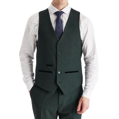 Men's Green Suit Waistcoat Prince Of Wales Formal Waistcoat
