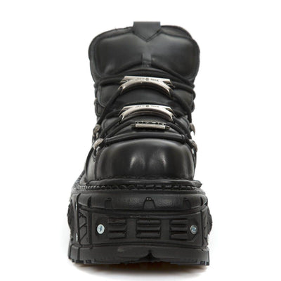 New Rock Unisex Metallic Black Leather Gothic Boots- M-TANK106-C2