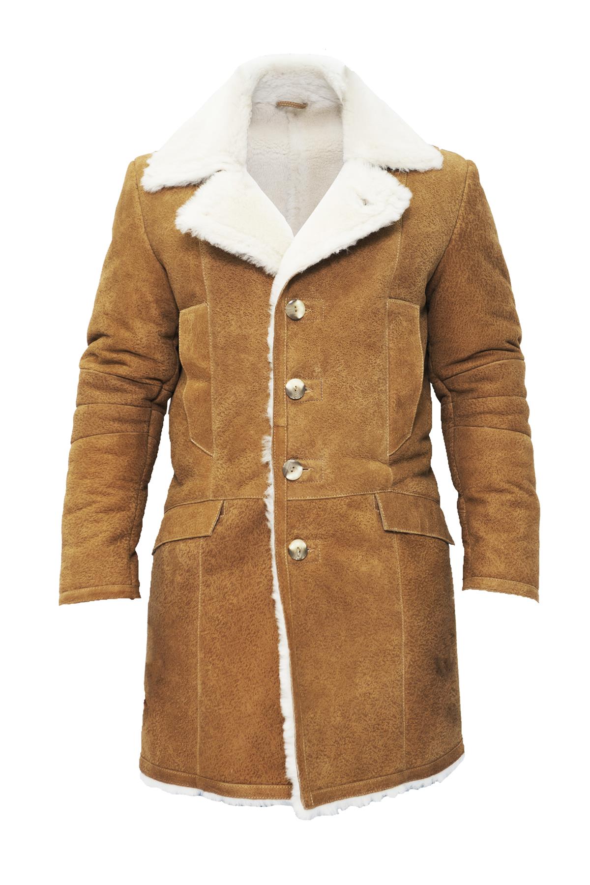 Mens Warm Sheepskin Trench Coat-Lewes