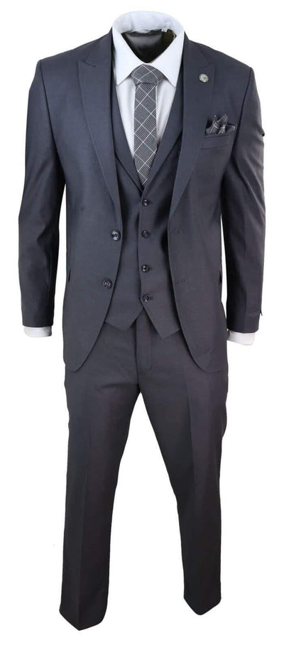 Nuovo Uomo 3 Pezzi Vestito Pianura antracite Classico Su Misura Smart Casual 1920s Formale