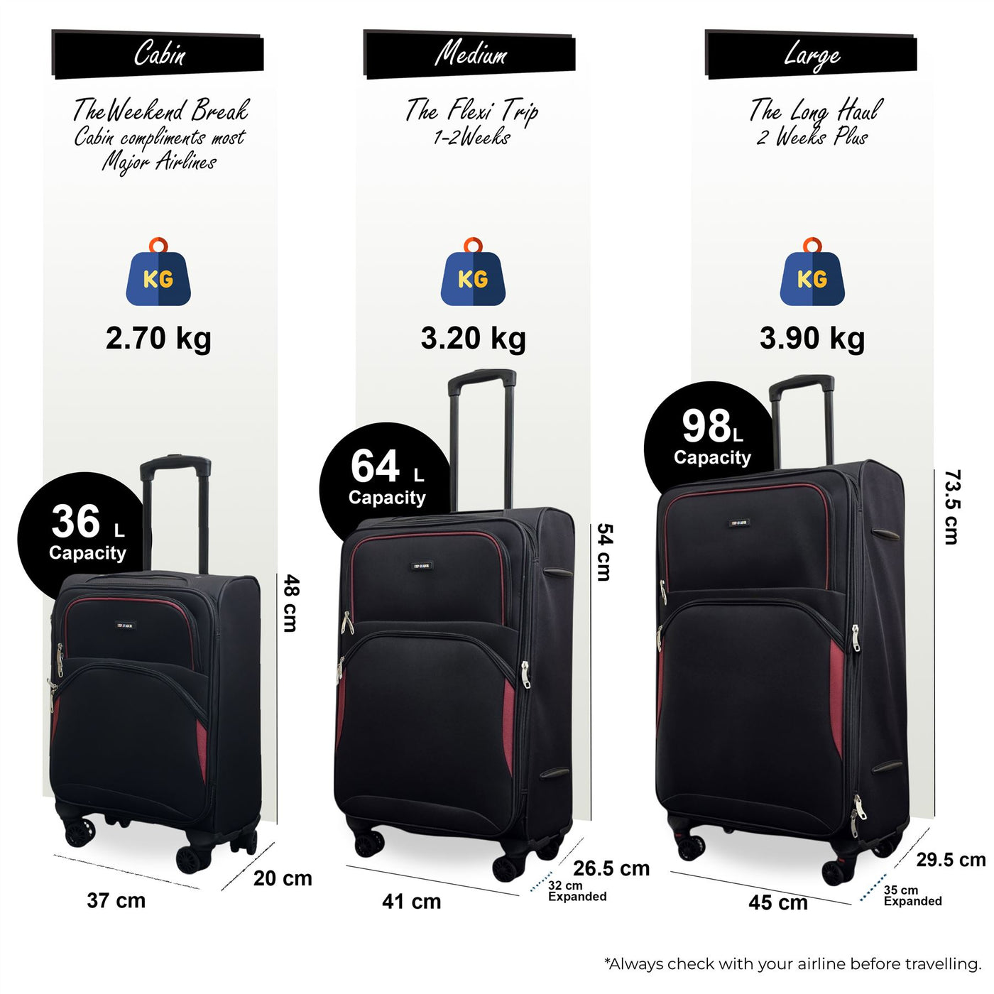 Expandable Soft 8 Wheel Lightweight Suitcase Luggage Travel Bags Set