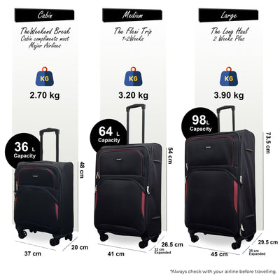 Expandable Soft 8 Wheel Lightweight Suitcase Luggage Travel Bags Set