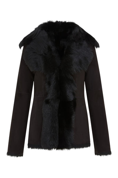 Women's Sheepskin Toscana Shearling Suede Leather Jacket - Noiré