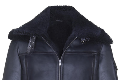 Mens Retro Biker Sheepskin Jacket-Avignon